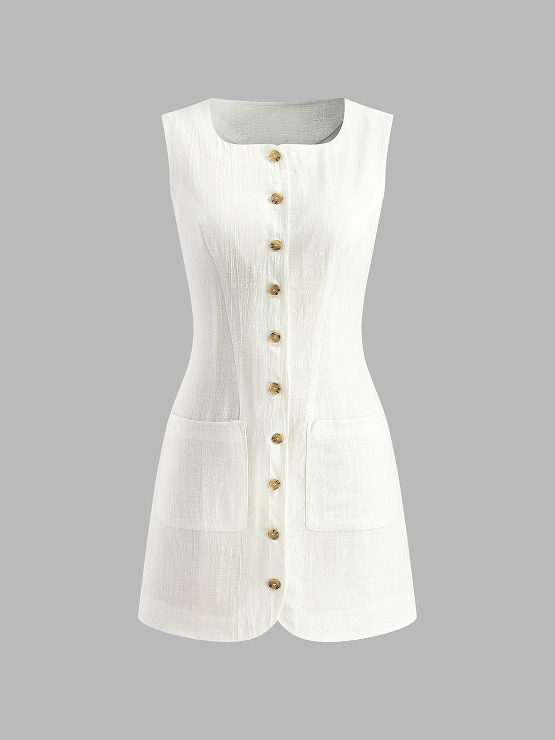 Robe Courte Boutonnée Devant en Coton