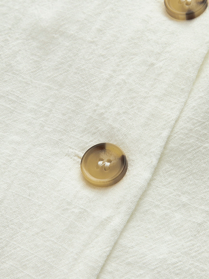 Robe Courte Boutonnée Devant en Coton