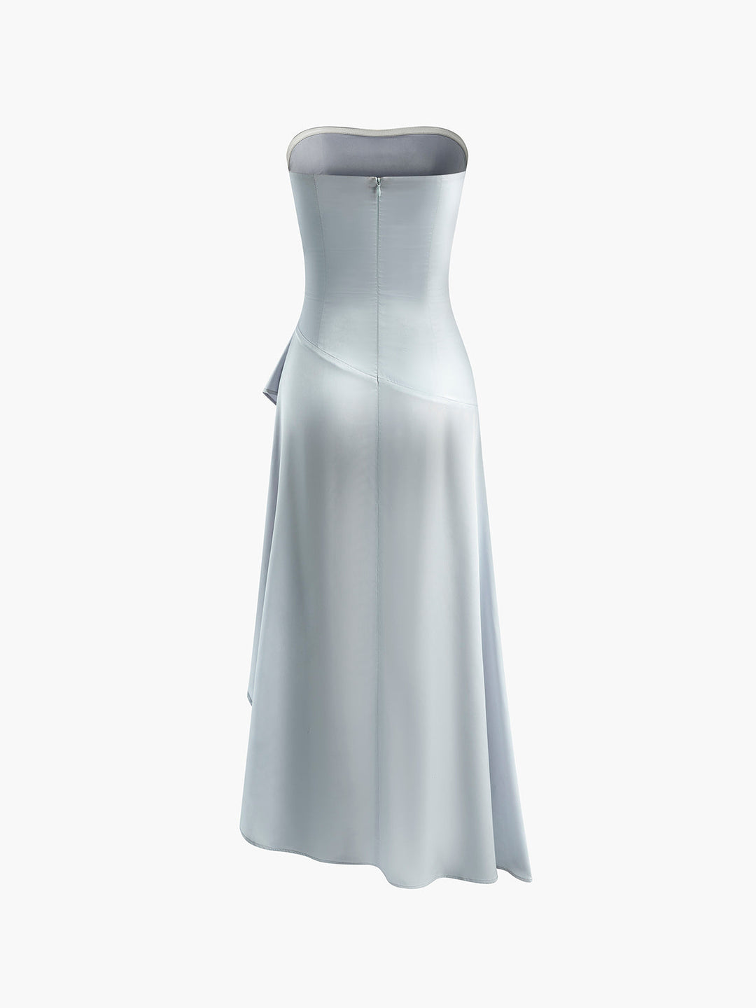 Robe Mi-longue Asymétrique Sans Bretelles à Volants