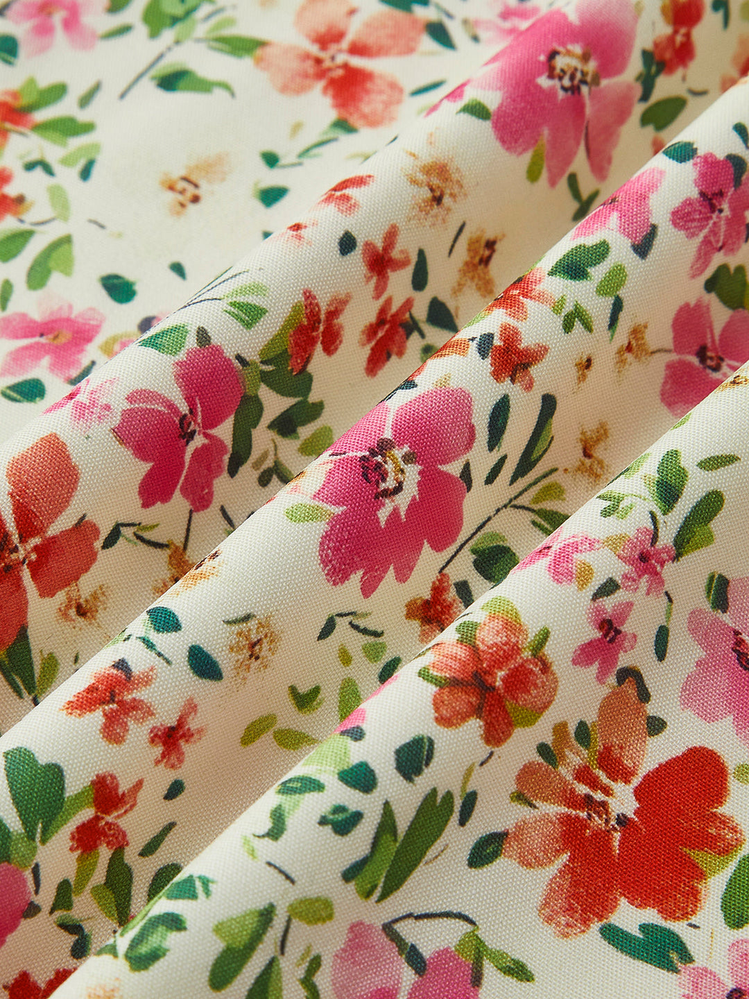 Robe Mi-longue à Imprimé Floral et Passepoil