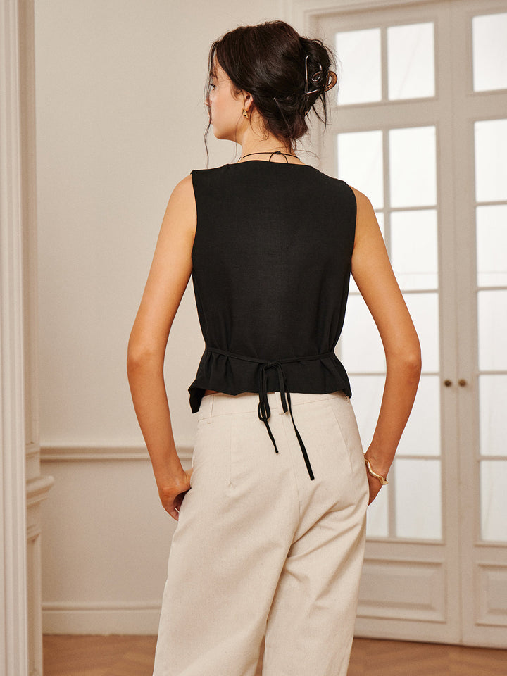 Gilet en Coton et Lin avec Liens