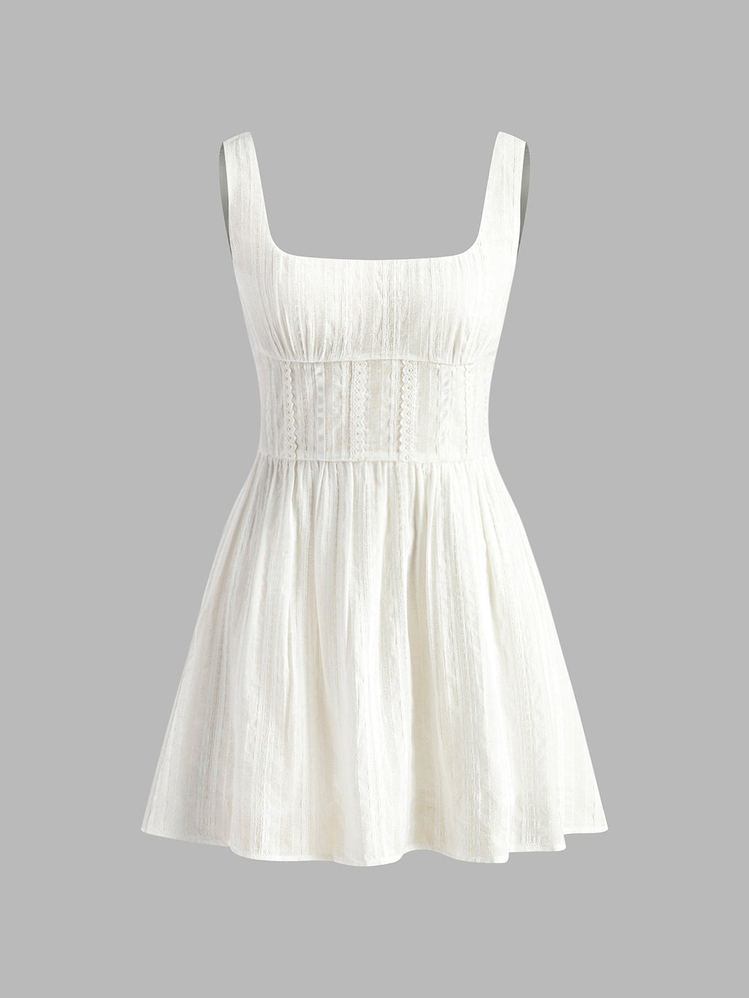 Robe Courte Semi-Transparente à Col Carré Uni