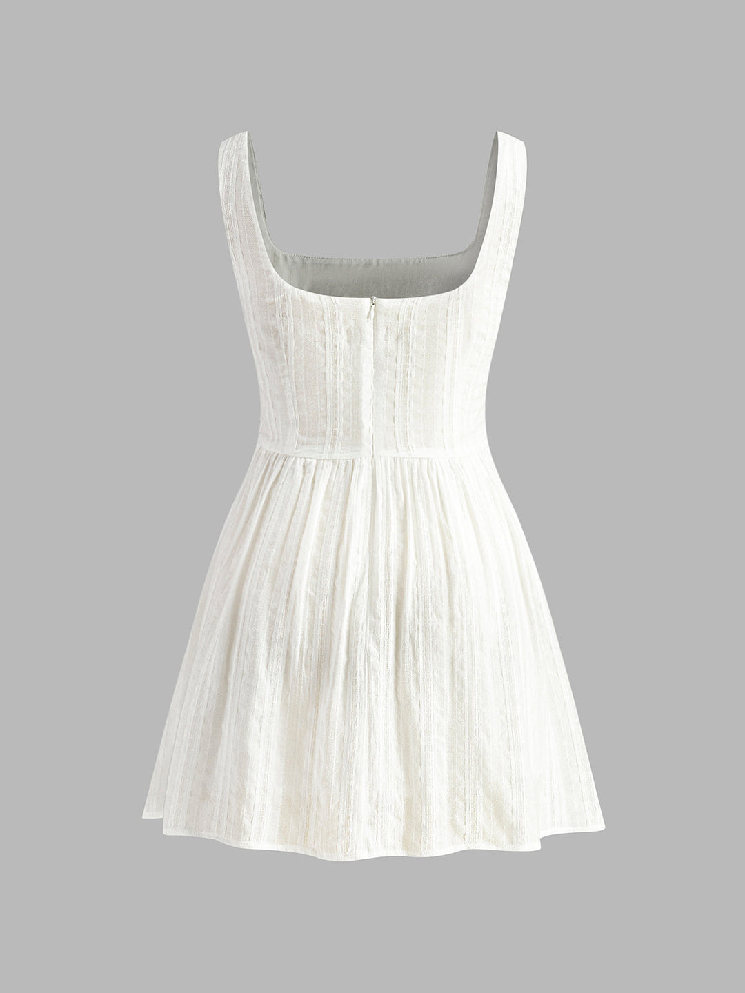 Robe Courte Semi-Transparente à Col Carré Uni