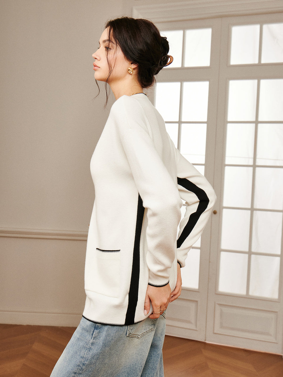 Vêtements d'extérieur en maille à bordure contrastante