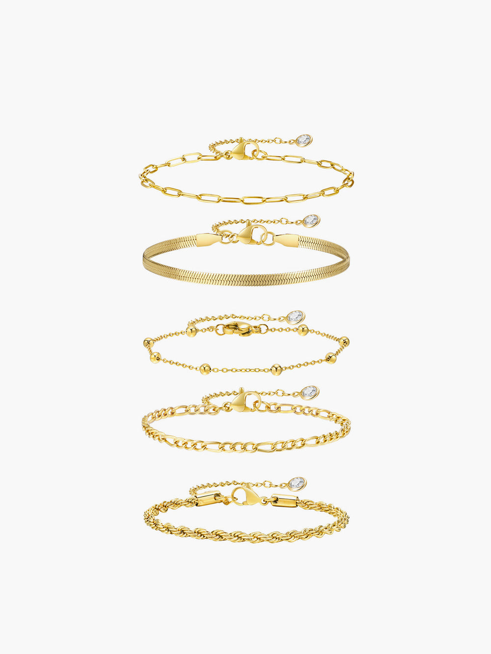 5 Bracelet Chaîne Dorée Géométrique