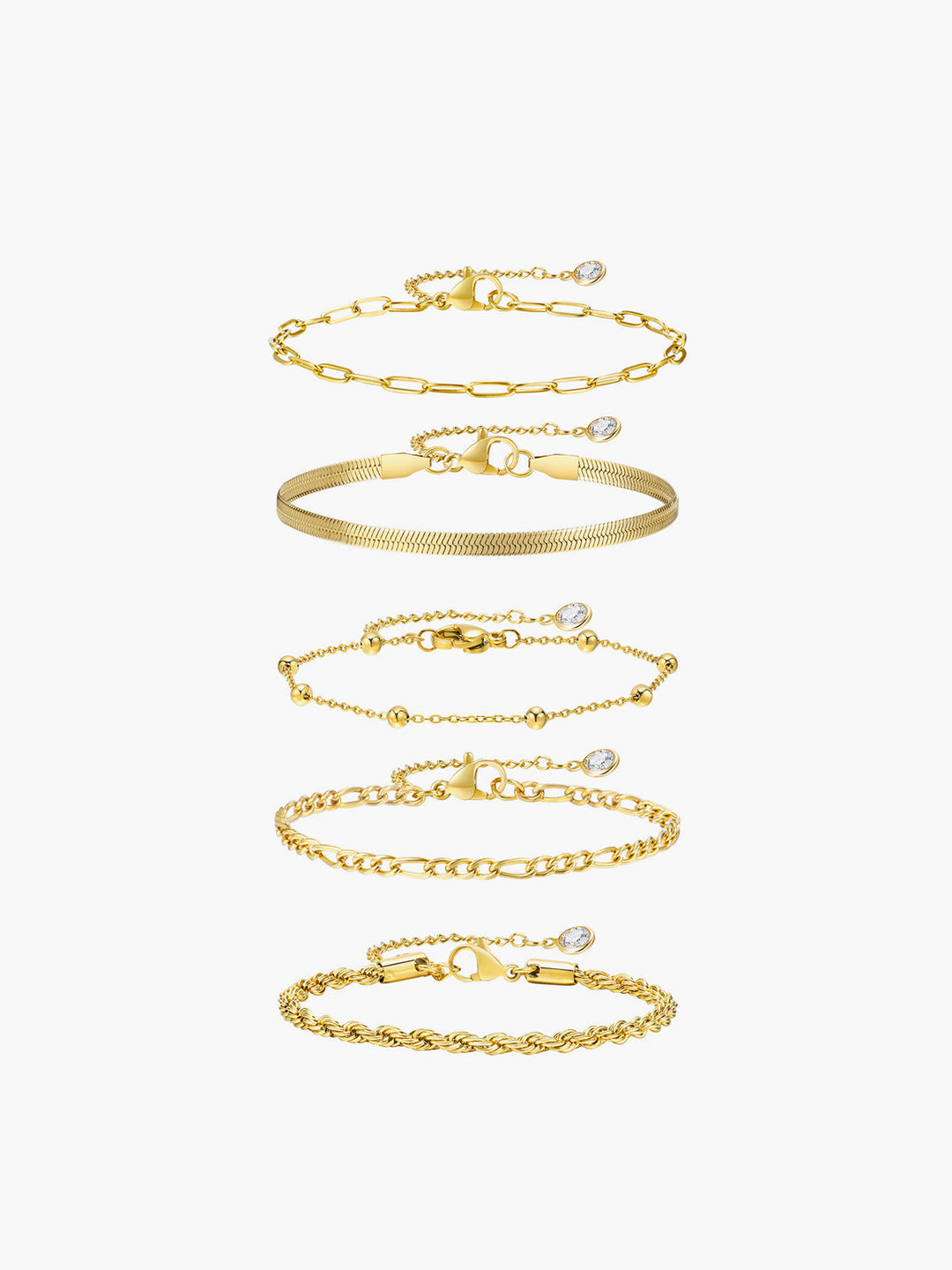 5 Bracelet Chaîne Dorée Géométrique