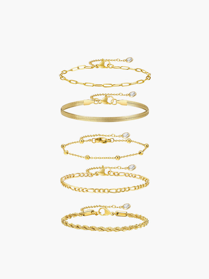 5 Bracelet Chaîne Dorée Géométrique