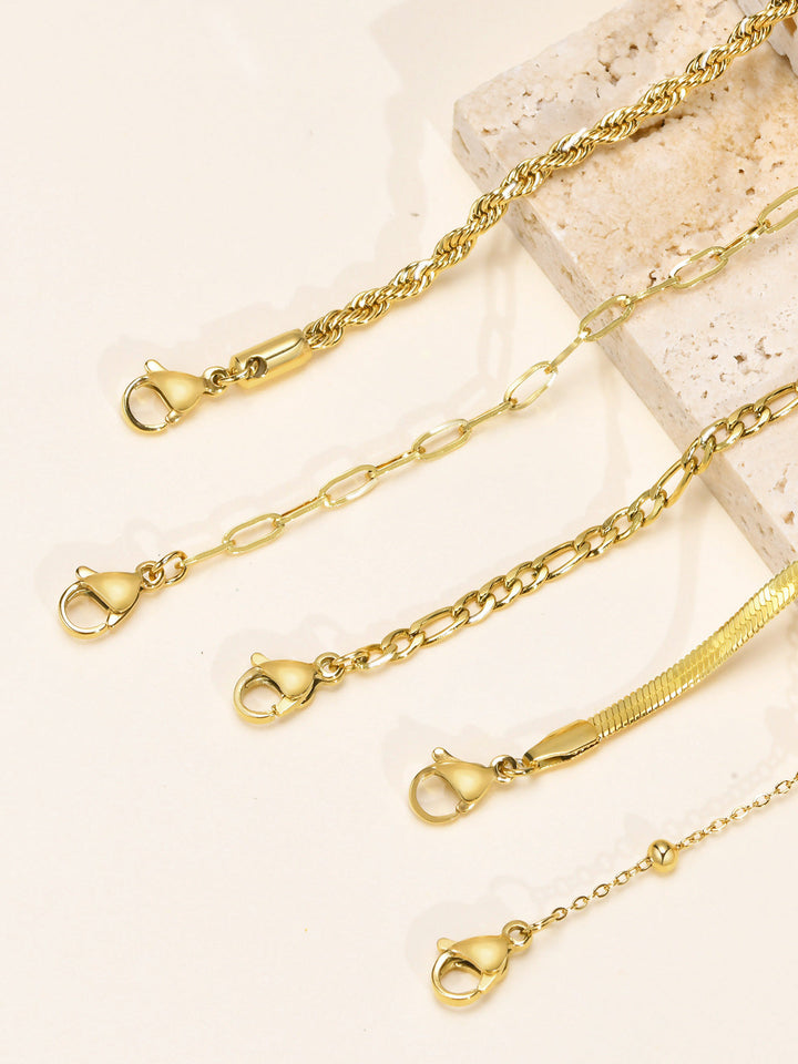 5 Bracelet Chaîne Dorée Géométrique