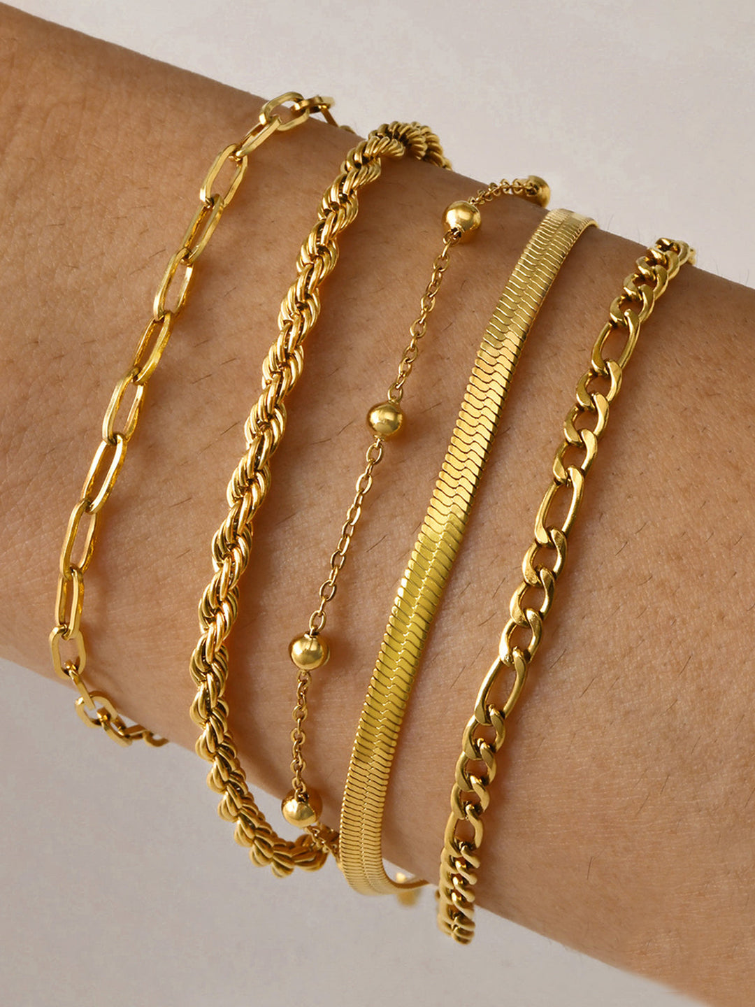 5 Bracelet Chaîne Dorée Géométrique