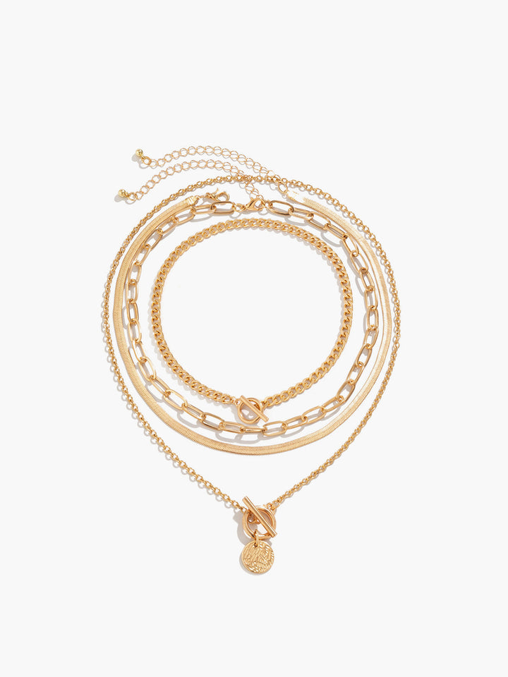 Collier Pendentif Empilable Épais 4 Pièces