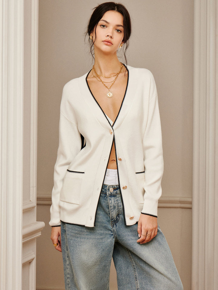 Vêtements d'extérieur en maille à bordure contrastante