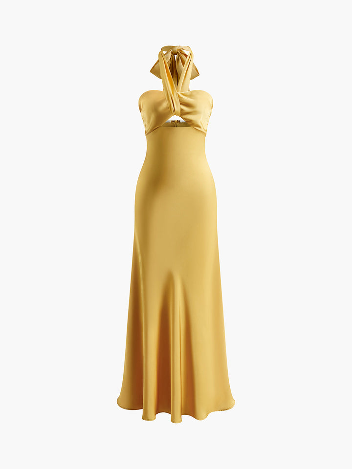Robe Longue Satinée dos nu à fines bretelles