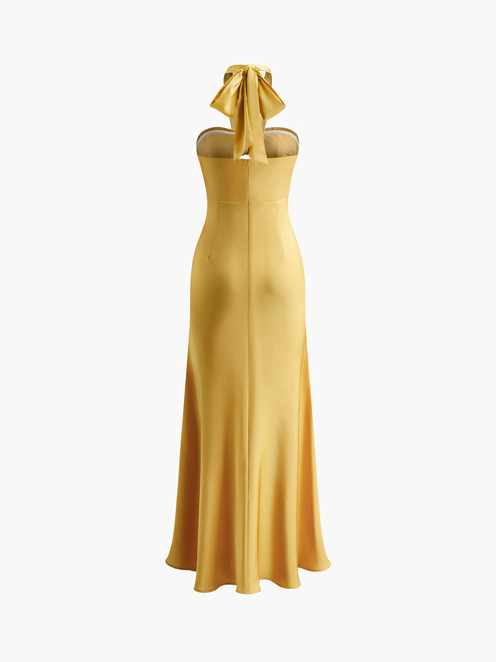 Robe Longue Satinée dos nu à fines bretelles