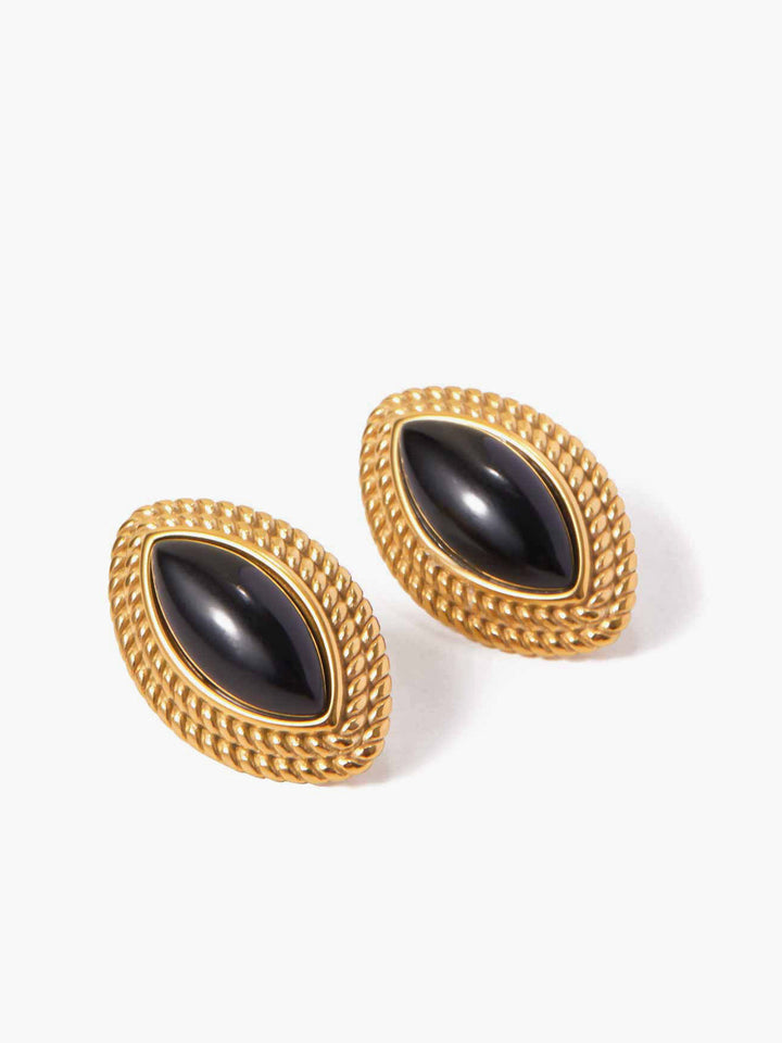 Boucles d'oreilles en onyx noir disque doré