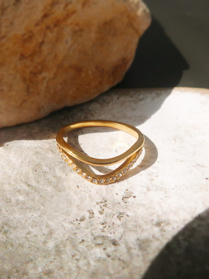 Bague Vague Diamant Doré