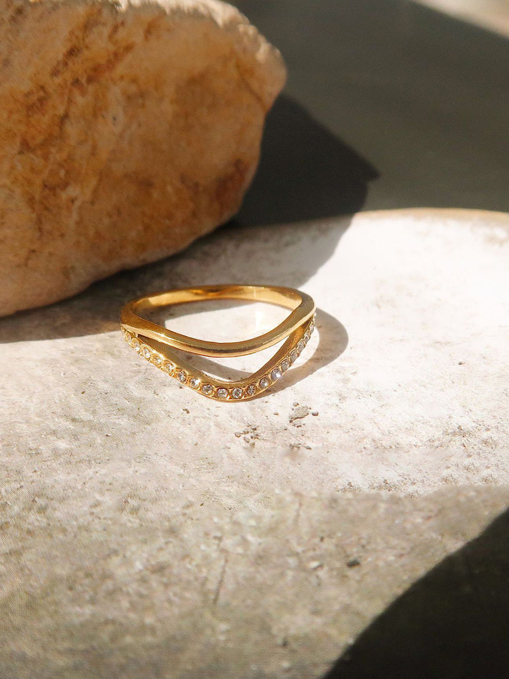 Bague Vague Diamant Doré