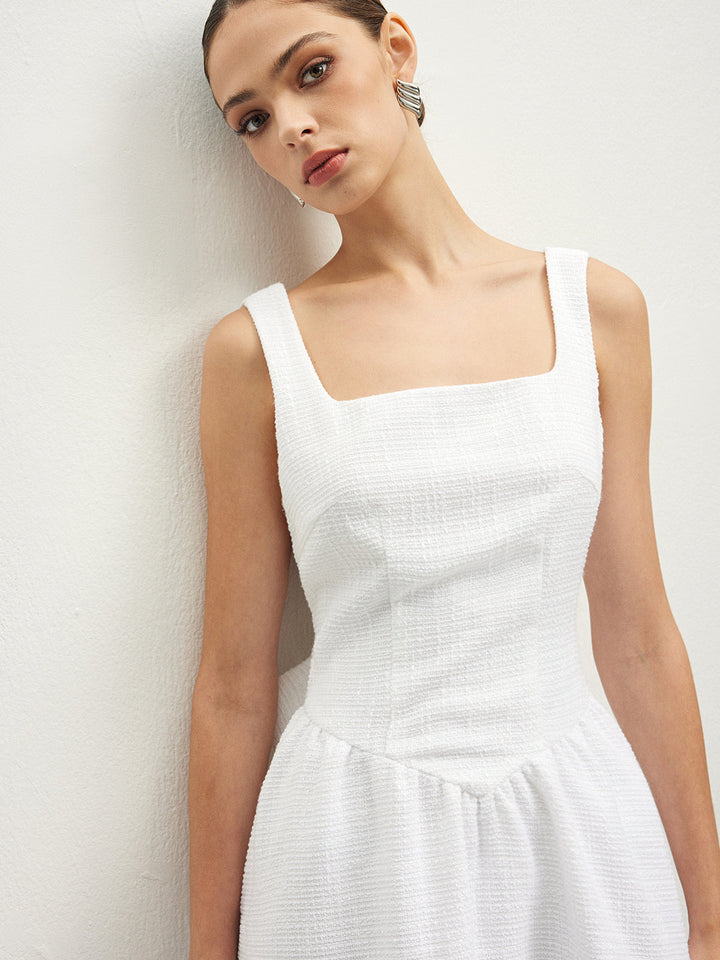 Robe Courte Tweed Dos Nu à Volants