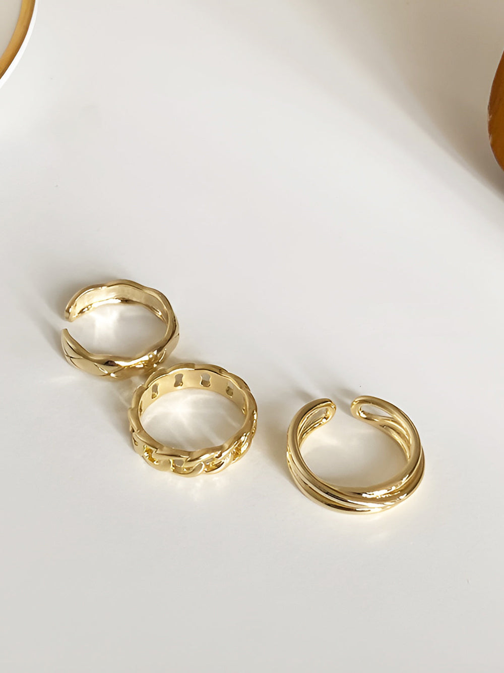 3pcs Boucle d'oreille tunnel torsadée dorée