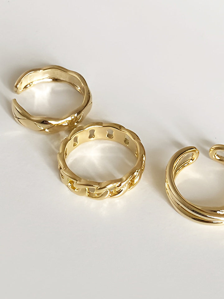 3pcs Boucle d'oreille tunnel torsadée dorée