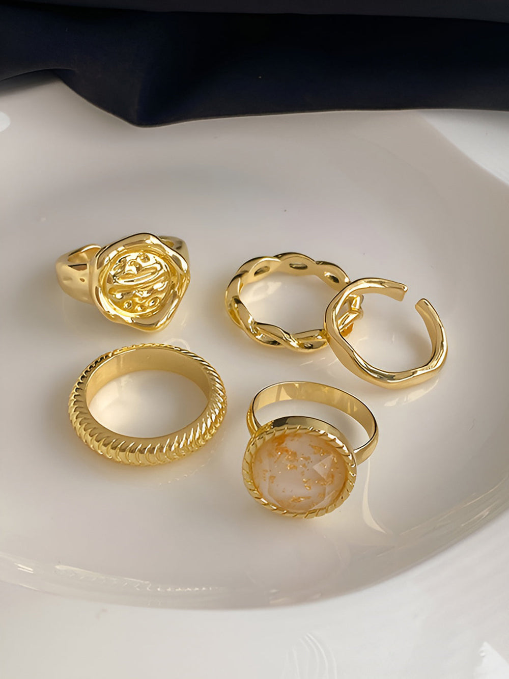 5pcs Bague Hoop Dorée Haut de Gamme