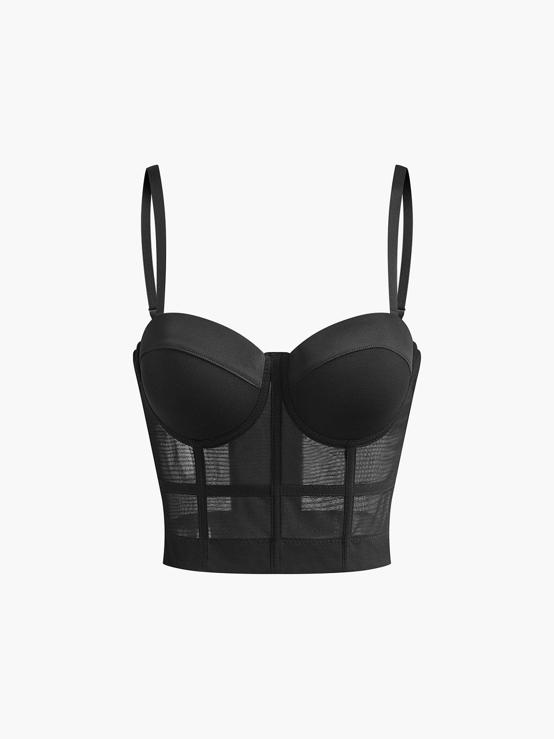 Corset en résille transparente avec passepoil