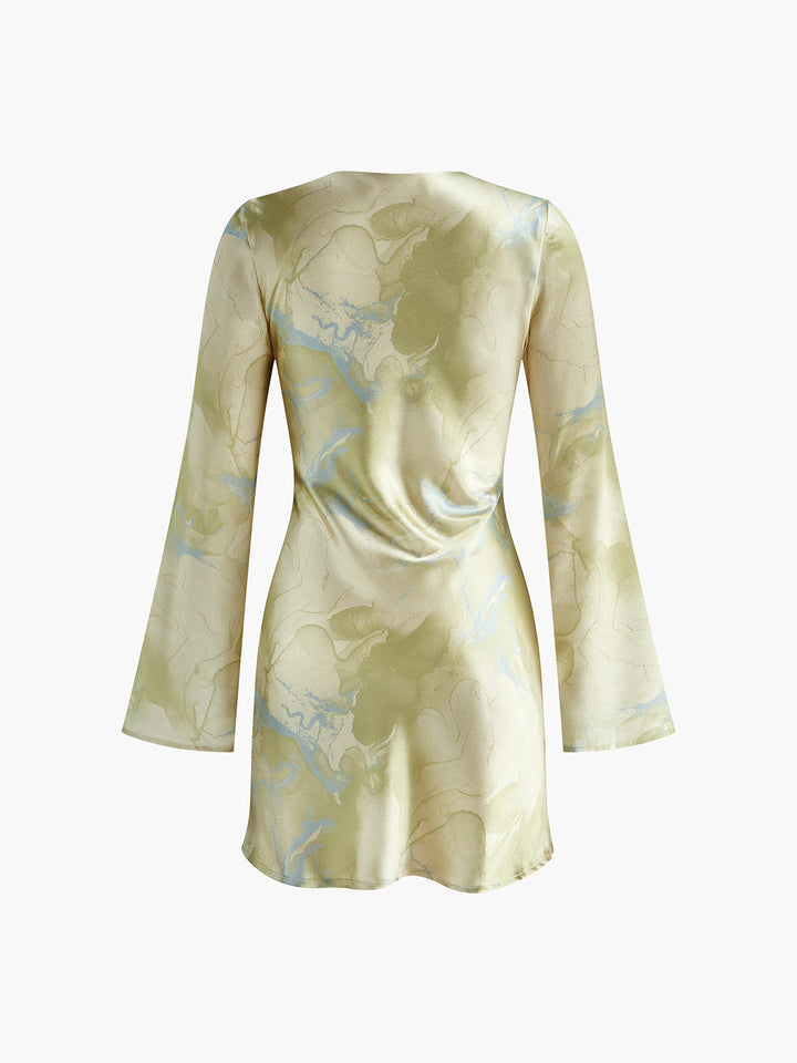 Robe Manches Longues à Volants Imprimés