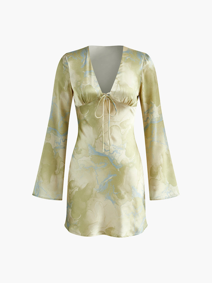 Robe Manches Longues à Volants Imprimés