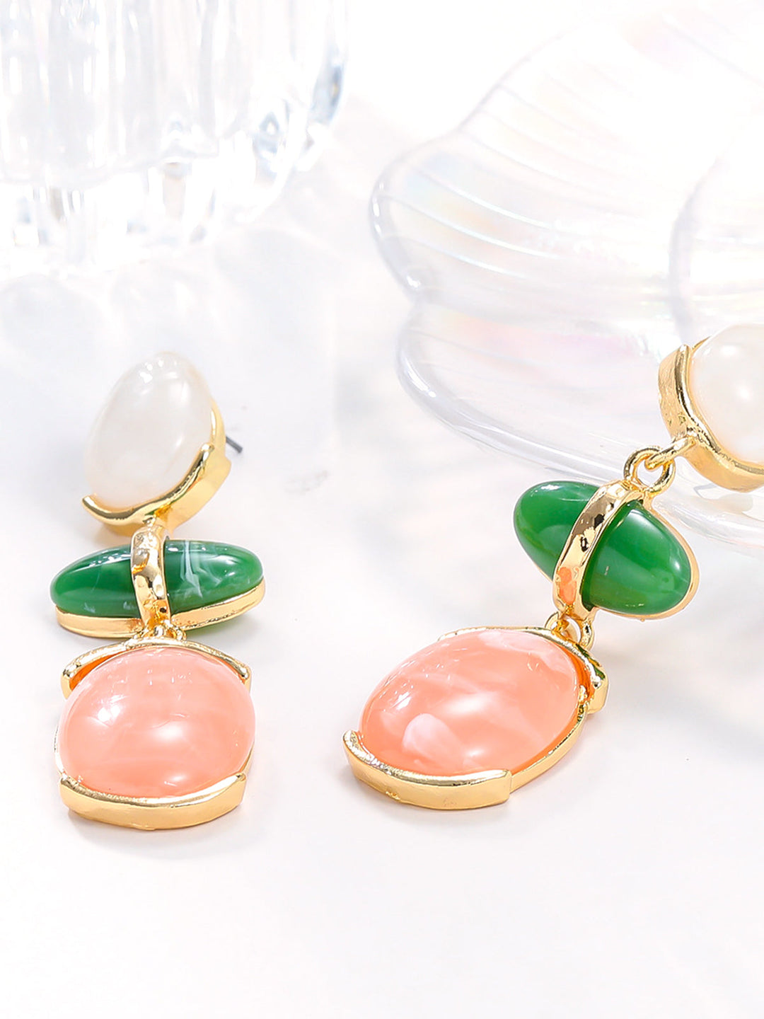 Boucles d'oreilles pendentif en strass coloré