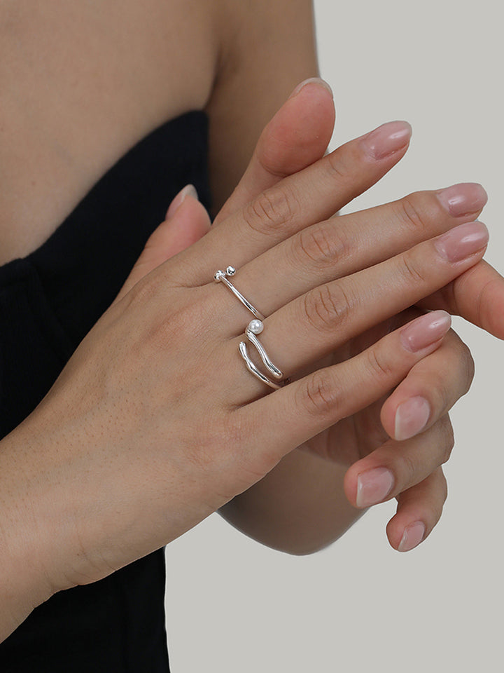 1pc Bague Anneau Ouverte Perle Artificielle