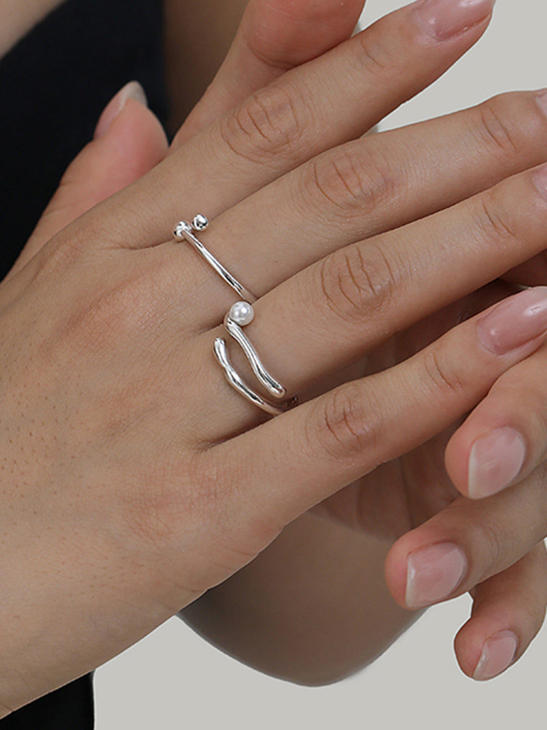 1pc Bague Anneau Ouverte Perle Artificielle