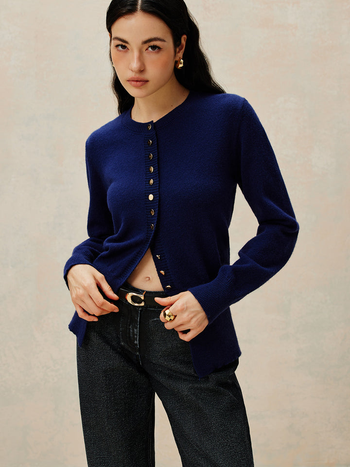 Cardigan en jersey à col rond et à boutons