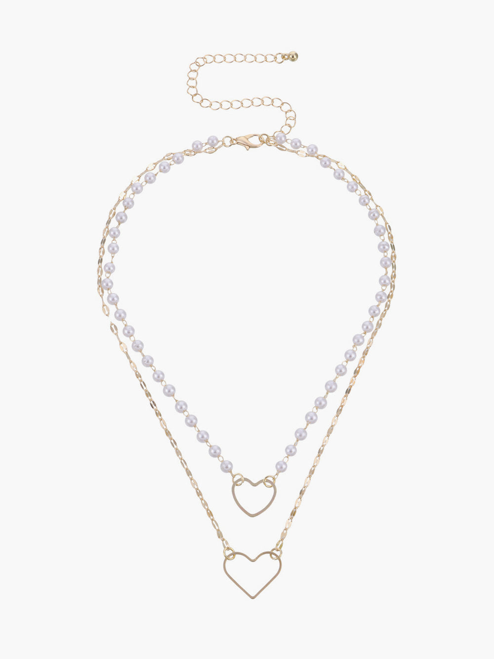 Collier Pendentif Cœur en Perle Double Couche