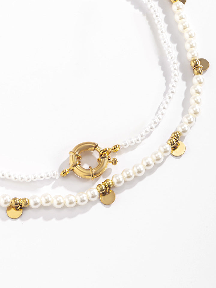 Collier Sautoir Perles Dorées