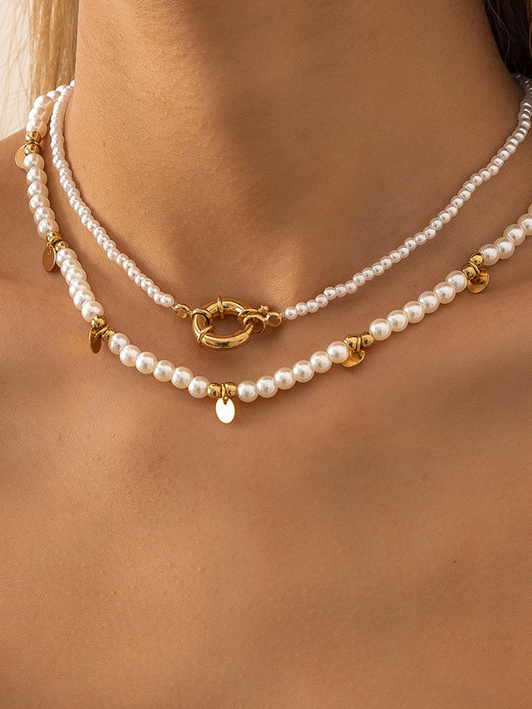 Collier Sautoir Perles Dorées