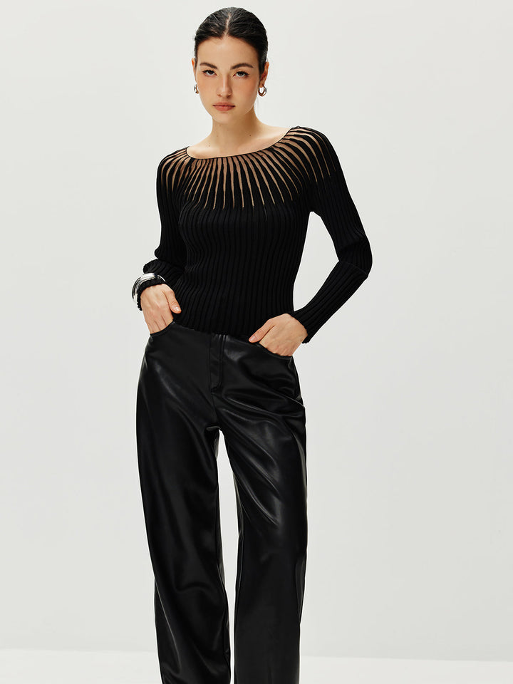 Sweater creusé côtelé
