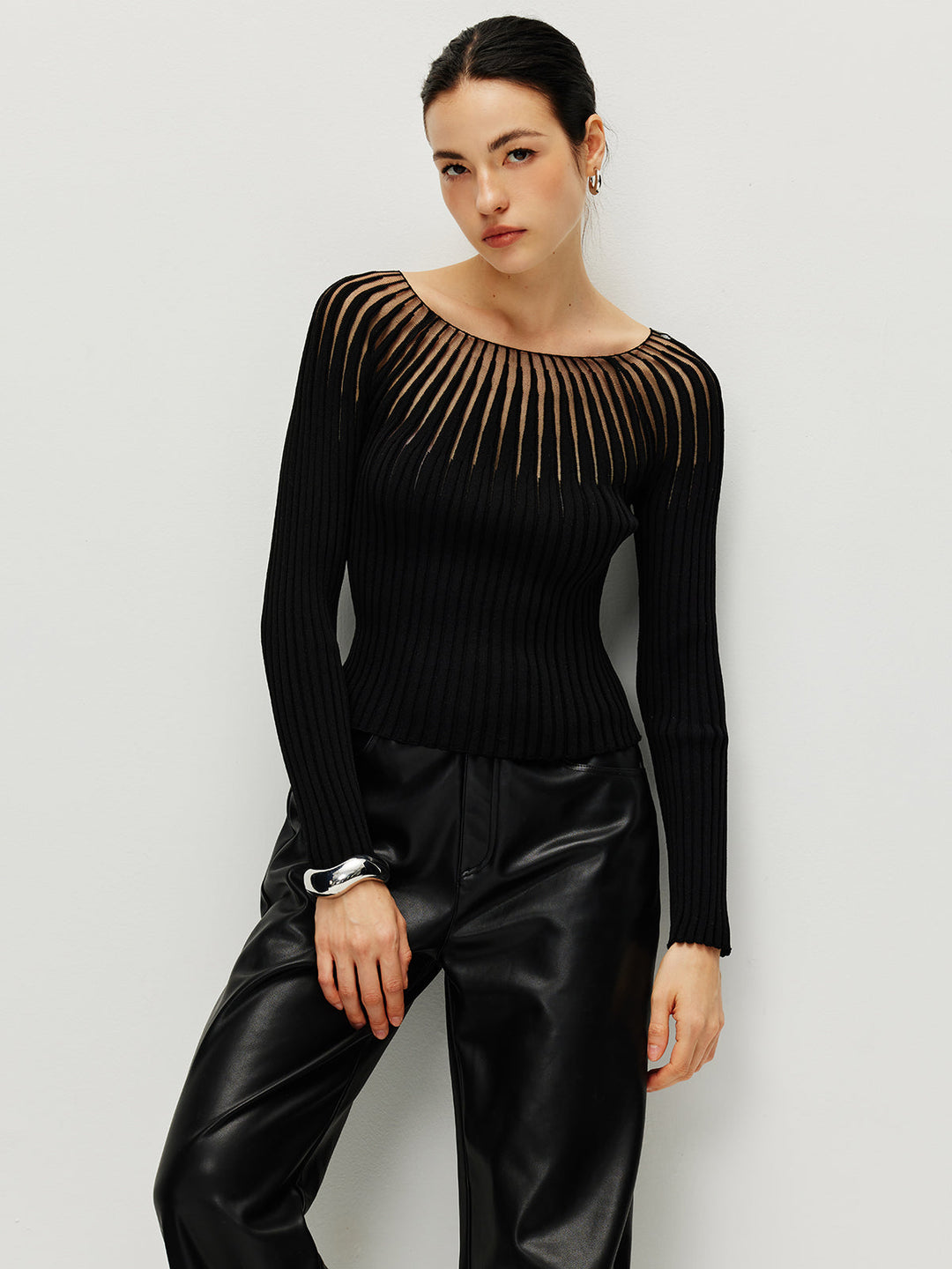 Sweater creusé côtelé
