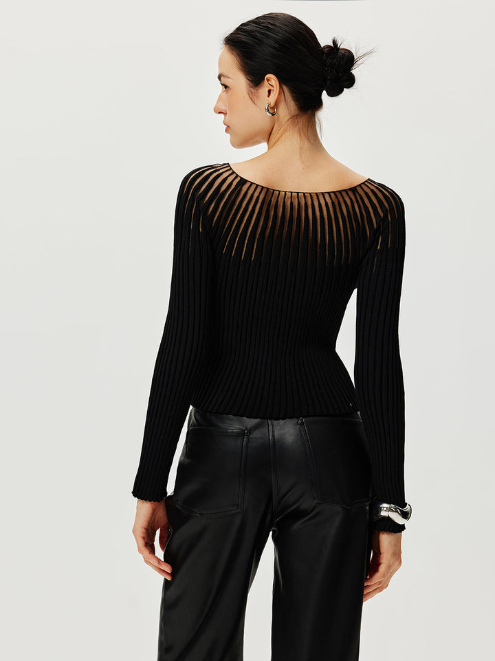 Sweater creusé côtelé
