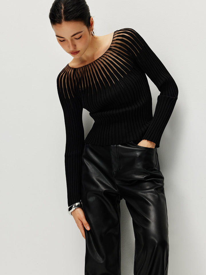 Sweater creusé côtelé