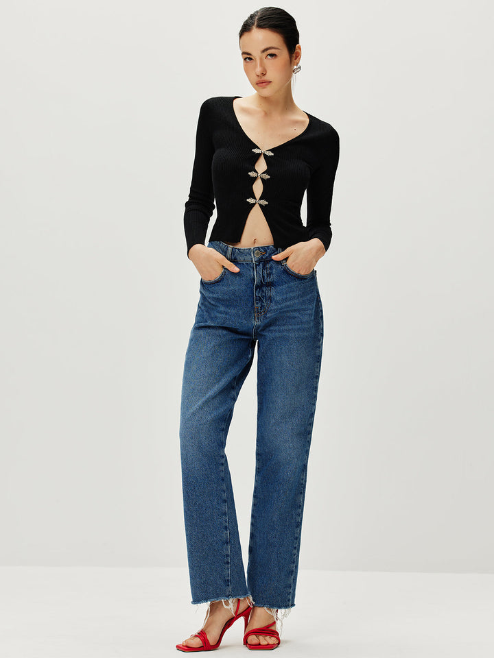 Sweater Boutonné Manches Longues