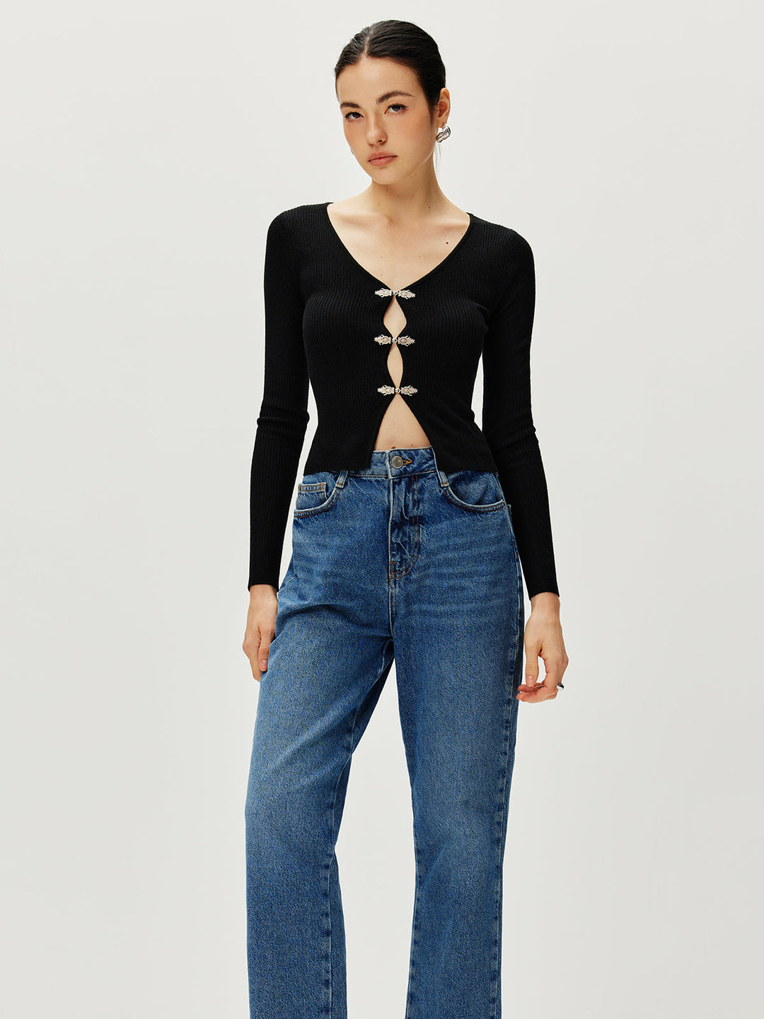 Sweater Boutonné Manches Longues