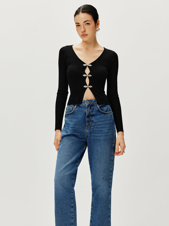Sweater Boutonné Manches Longues