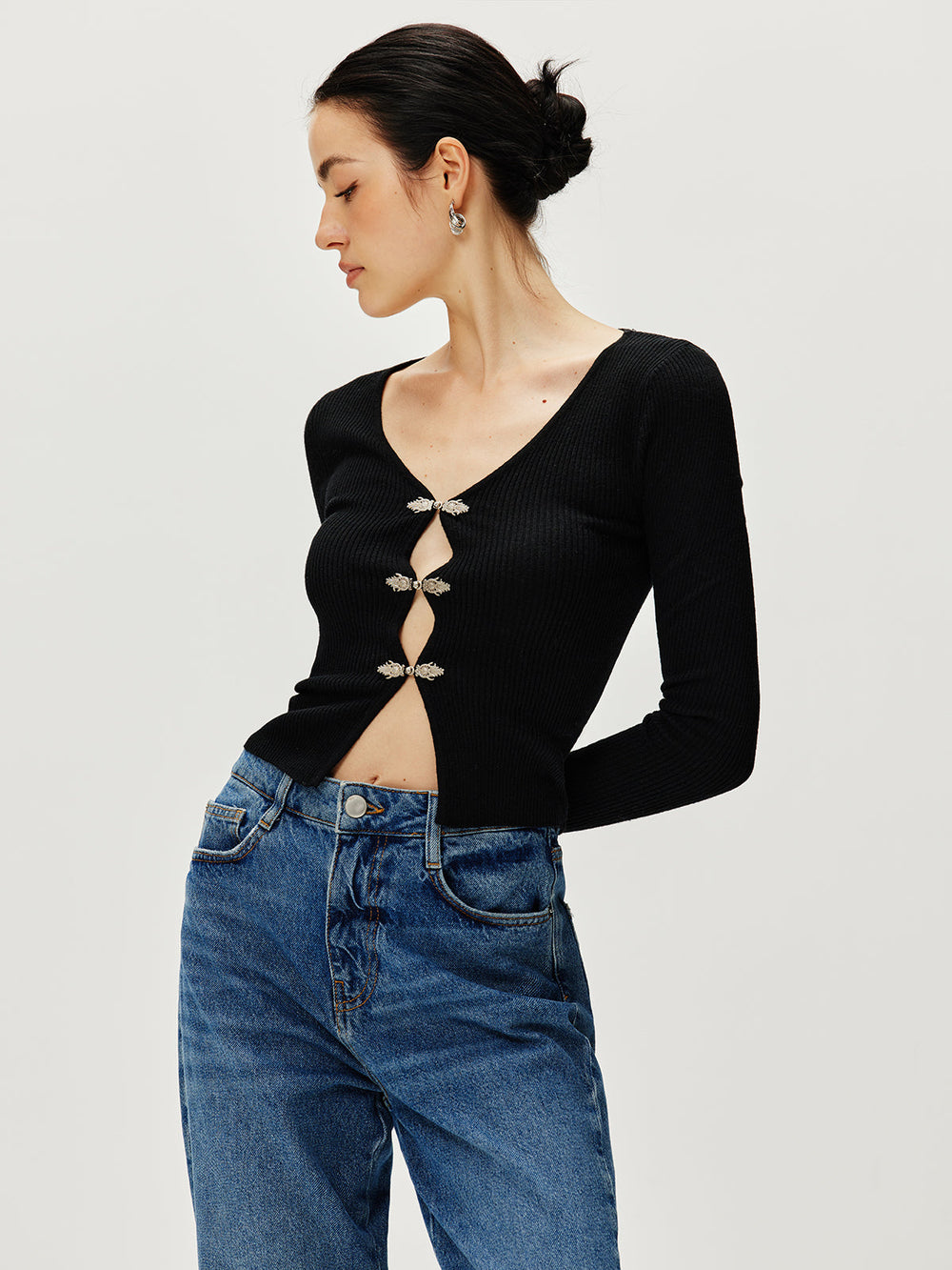 Sweater Boutonné Manches Longues