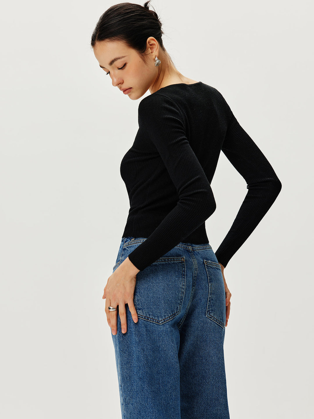 Sweater Boutonné Manches Longues