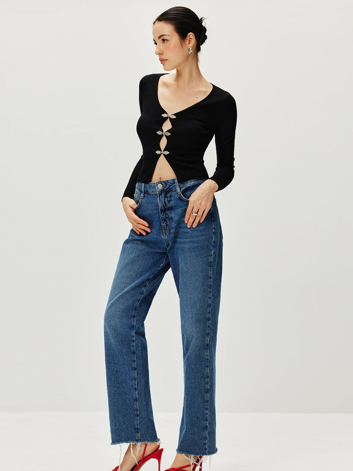Sweater Boutonné Manches Longues