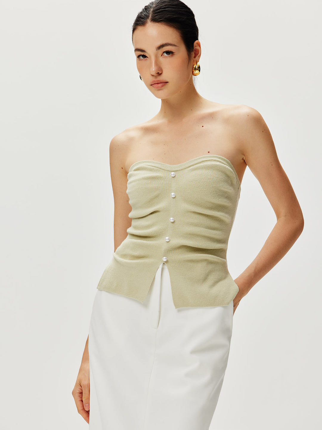 Gilet en maille sans bretelles avec perles fendues