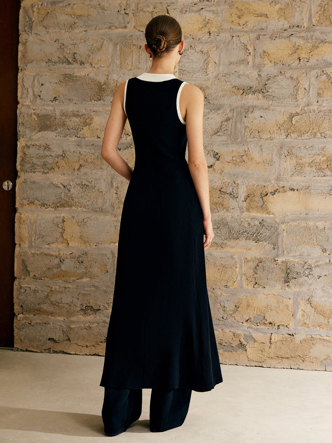 Robe Pull Col Roulé à Bordure Contrastante