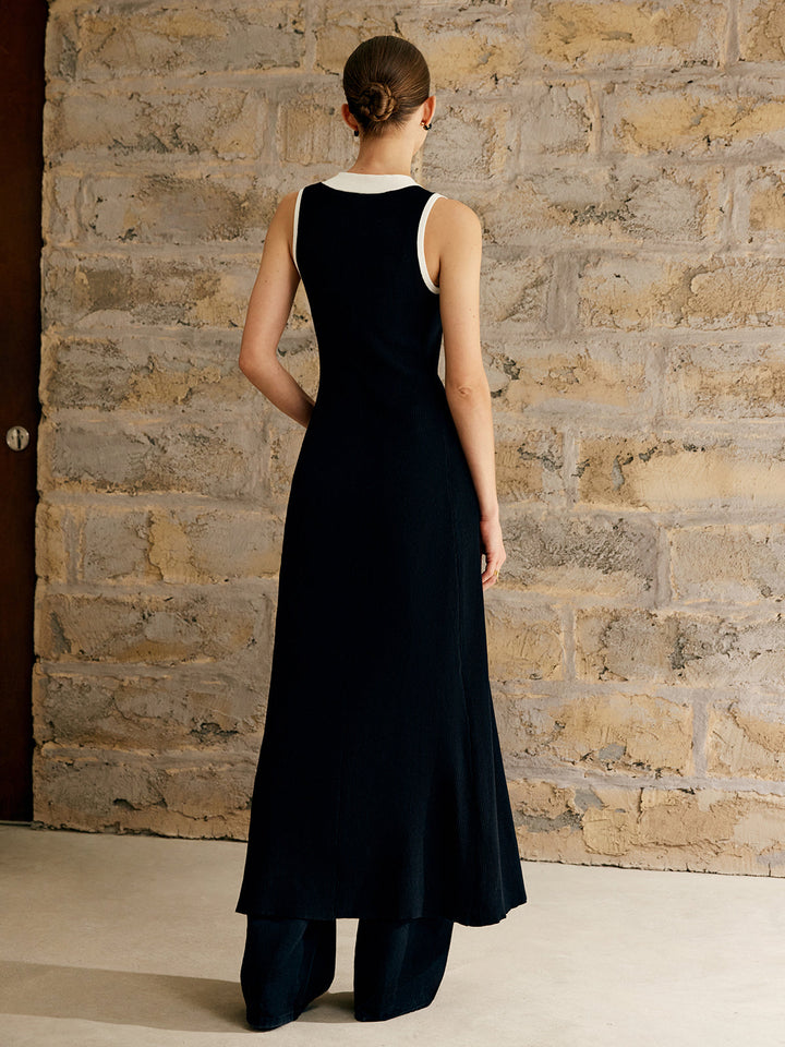 Robe Pull Col Roulé à Bordure Contrastante