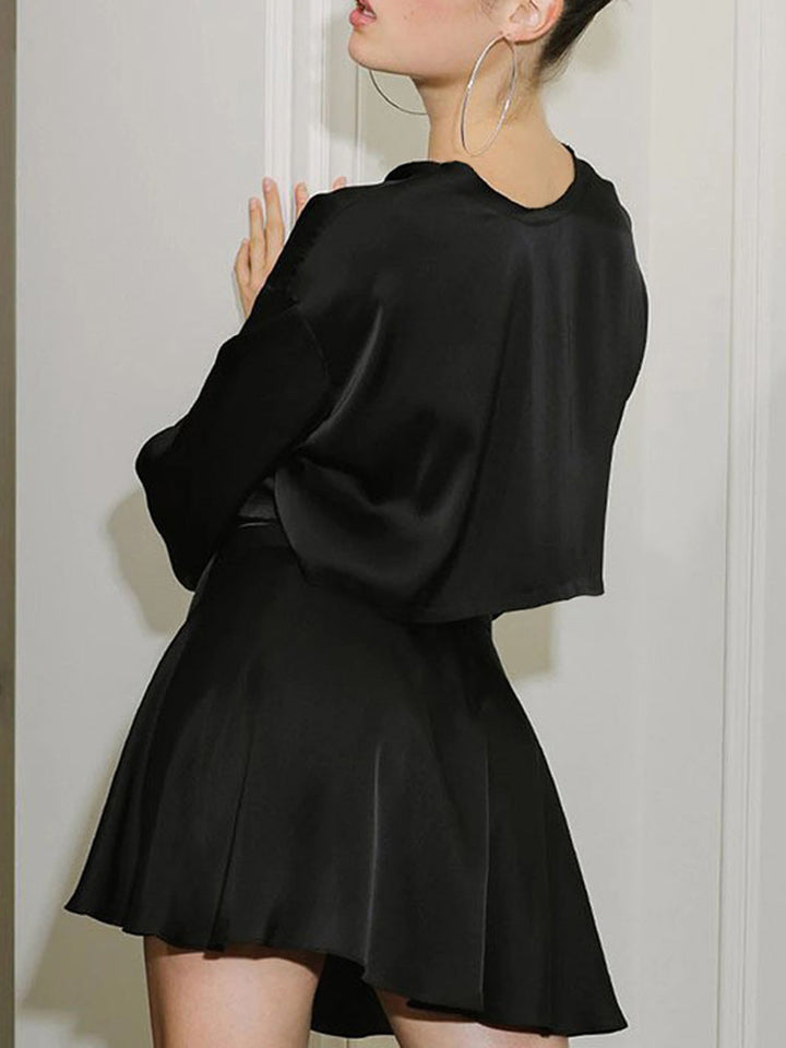 Ensemble jupe nouée à ourlet brut en satin