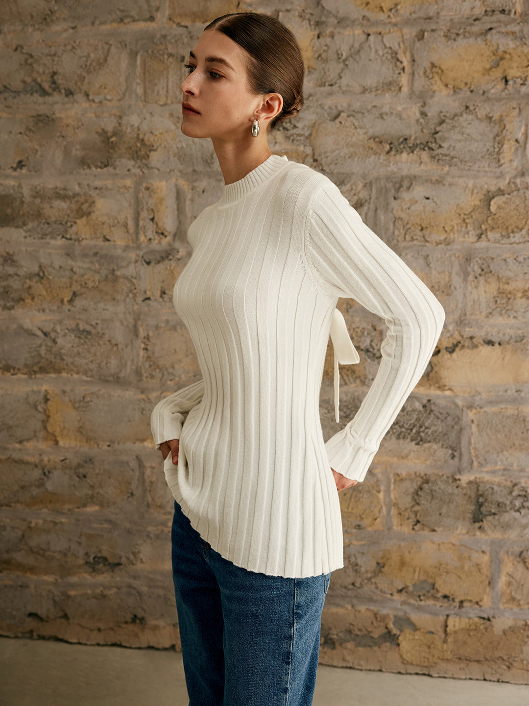 Haut en tricot à dos ouvert