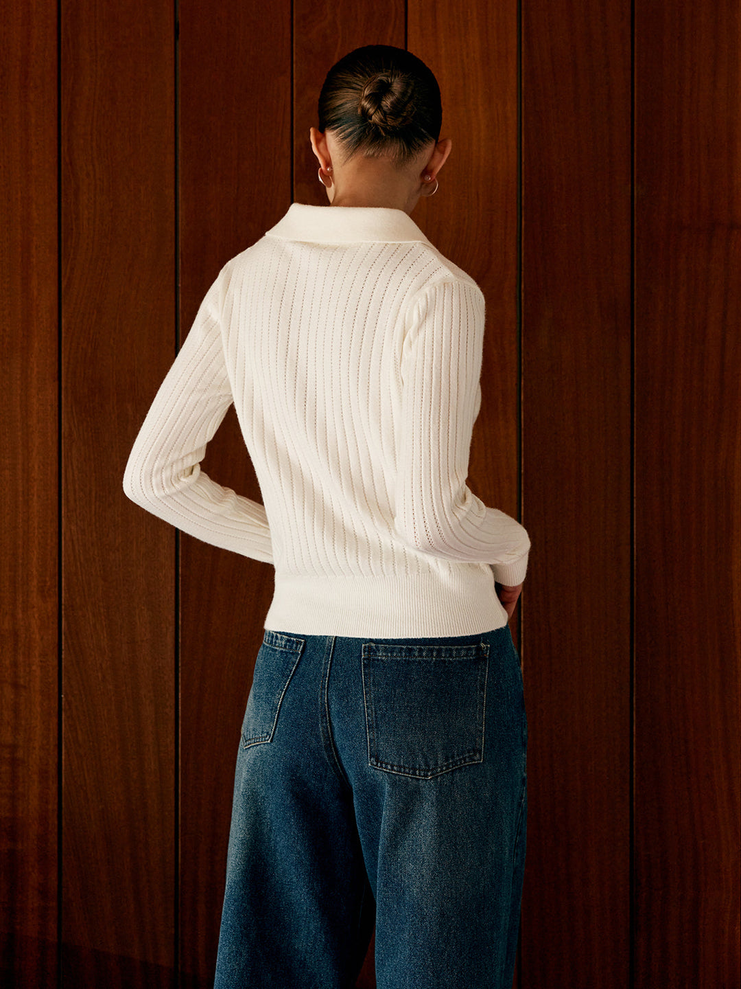 Cardigan en tricot à revers en mélange de laine